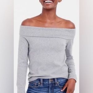 JCrew off the shoulder gray sweater